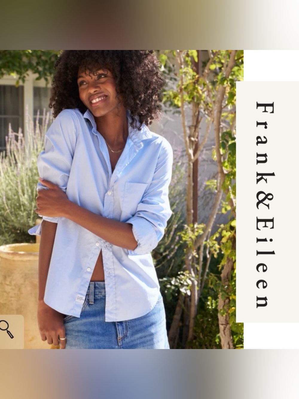 Frank & Eileen | Barry Striped Linen Shirt | Large | Blue & White